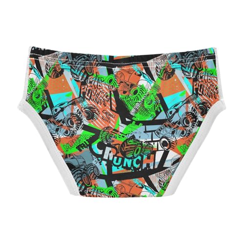 Little Boys Briefs Monster Truck Soft Cotton Toddler Underwear in Sizes 2/3t, 4t, 5t, 6 and 82