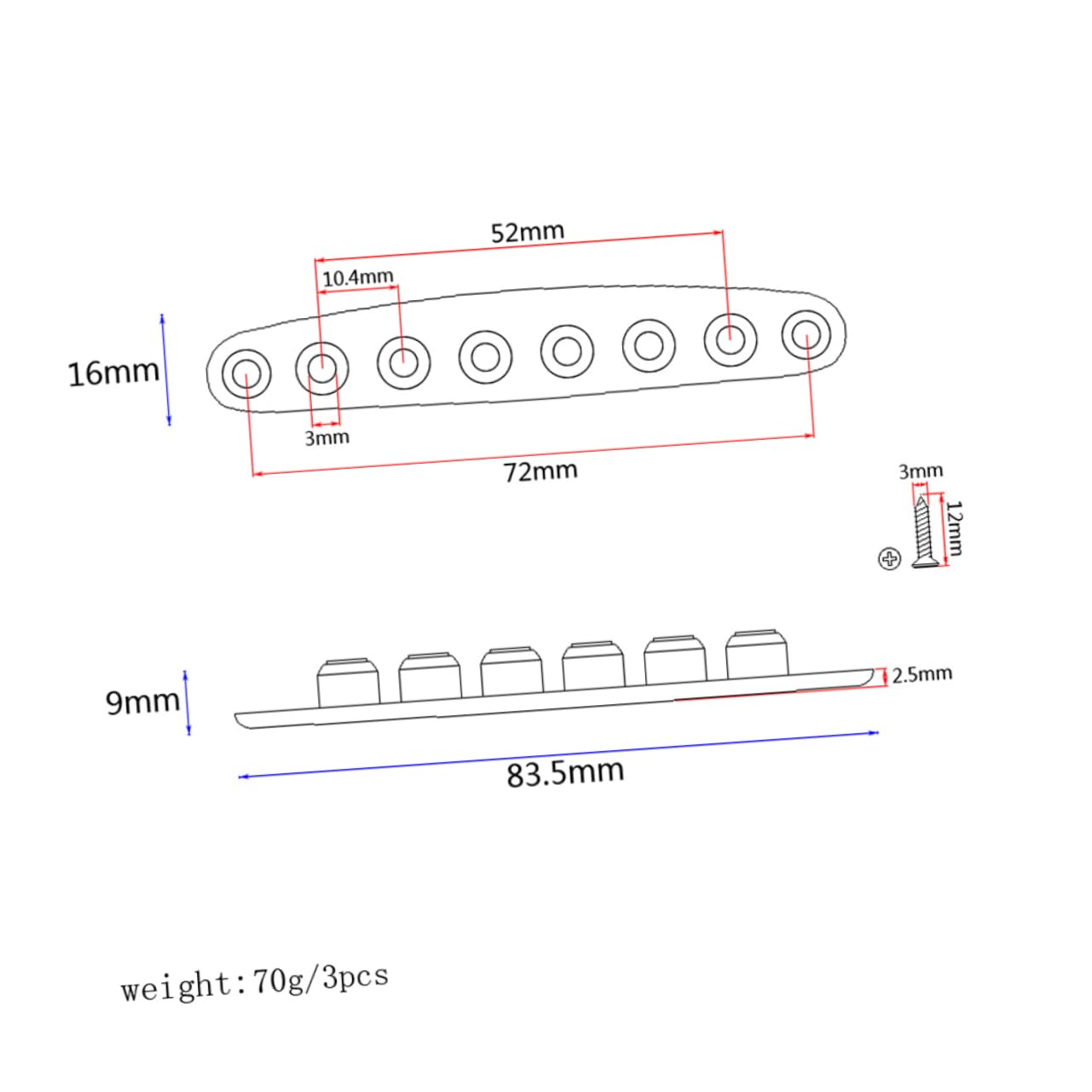 ibasenice Electric Guitar String Ferrules Set Bass Guitar Parts Large Thick Design Gea01
