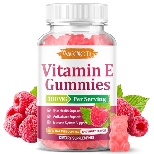 Vitamin E Gummies 180 mg (400 IU) dl-Alpha Daily Skin Support 60 Count