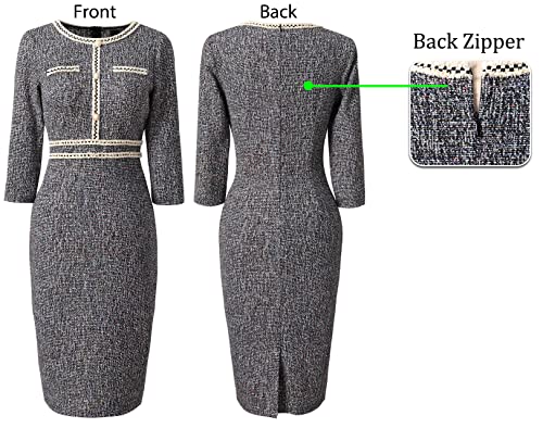 Image of VFSHOW Womens Button Crew Neck Wear to Work Office Business Casual Church Party Slimming Fitted Bodycon Pencil Sheath Dress