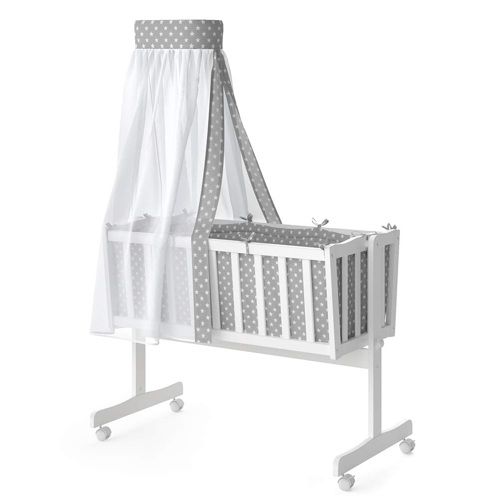 VitaliSpa Berceau pour bébé Noah, Blanc, 40x90 avec des Roues, réglable en Hauteur avec côté Amovible