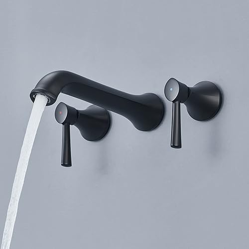 Miniatura 6 de Qinkell Grifo de bañera de latón negro con 2 asas