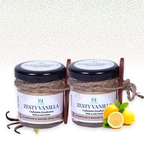 Image of Nyra Naturals Deodorant, Deodorant for men, Deodorant for Women, Deo for Women, Deo, Natural Deodorant, Deodorant Cream with Lemon & Vanilla | Zesty Vanilla Deodorant (60 g, Pack of 2)