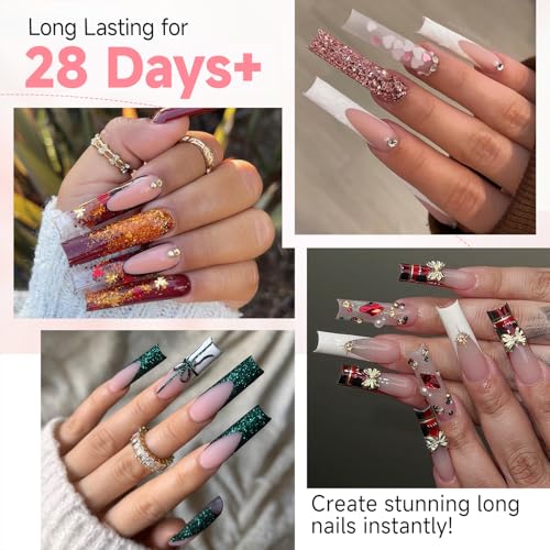 Image of UNA GELLA Nail Tips Sqaure Extra Long Tapered Sqaure Nail Tips 504pcs XXL Clear Fake Nails Full Cover Square Gel Tips for Acrylic Nails Tips for Press on Nail Extensions Home DIY Salon 12 Sizes