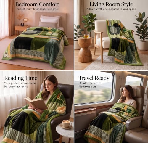 Image of VAS COLLECTIONS 280 GSM Micromink Blanket, 2.5 Kg Premium Soft Warm Cozy Blanket, Plush Floral Printed Blanket for Single Bed, Ultra Soft Comfortable Bedding,60 x 88 Inches(152 x 220 cm) (Jade Green)