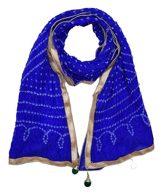Jaipuri Rajasthani Women Silk Bandhani Bandhej Dupatta, Single-Co...