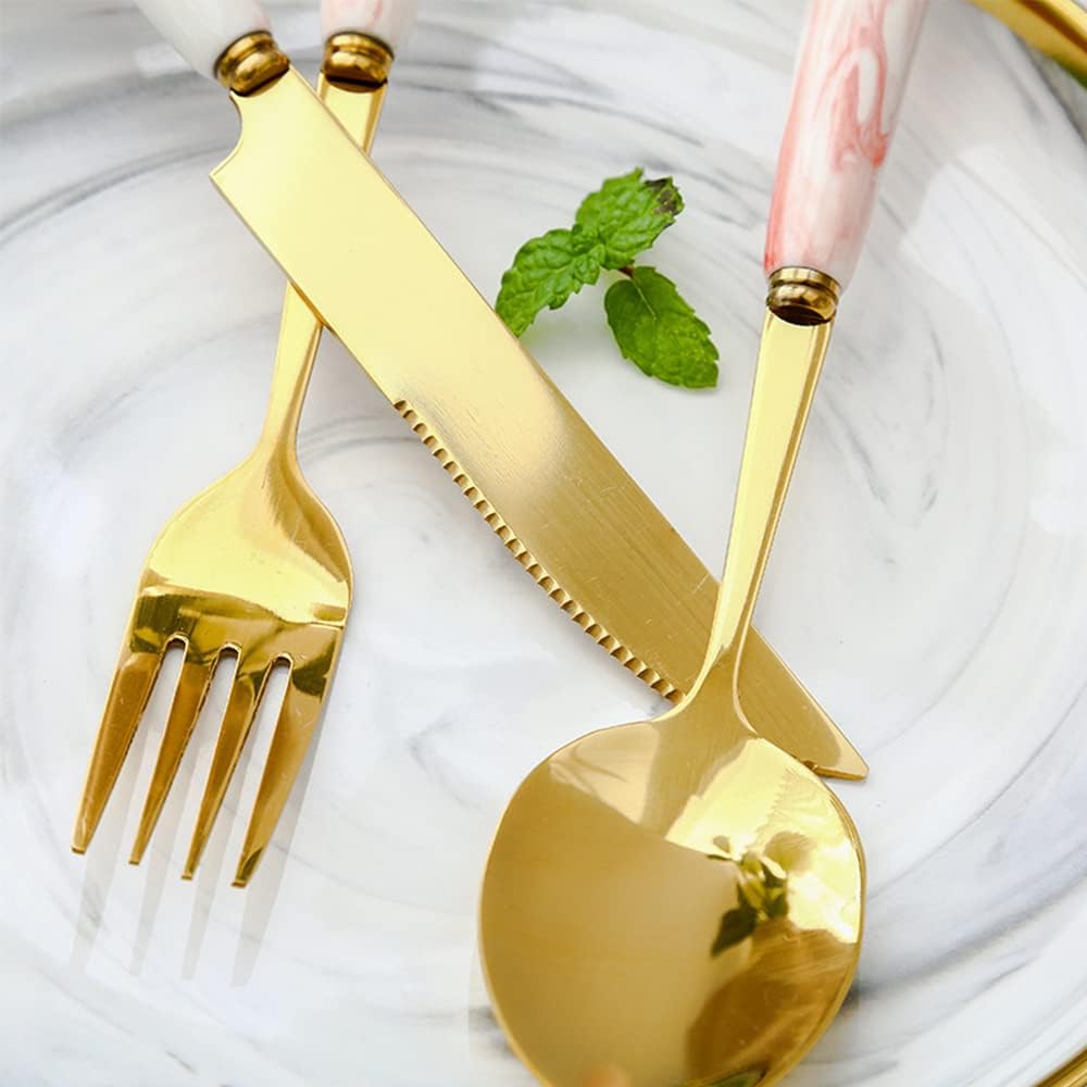 12-PIECE Ceramic Handle Flatware Set Forks and Spoons Silverware Set Mirror Polish Cutlery,Food Grade Stainless Steel,Dishwasher Safe for Family & Friends Dinner,Service for 3(Blue&Silver)