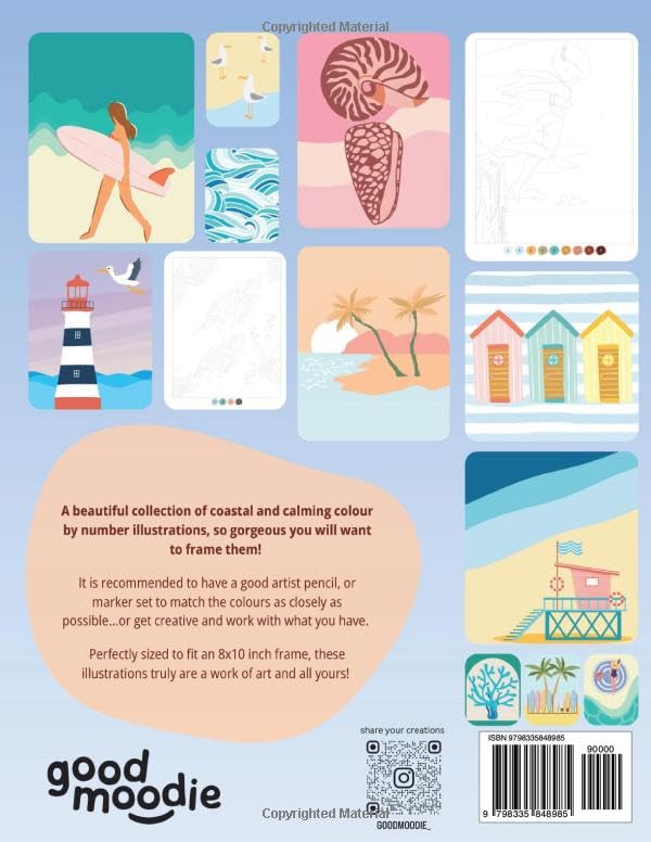 Colour by Numbers - Coastal and Calming: Gorgeous illustrations perfect for framing. Excellent gift. Holiday companion. Coastal vibes! (Colour by Number - Designs to frame) image 3