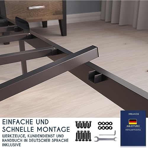 Bett 160×200 Dreamzie mit Metall-Lattenrost und 41 cm Höhe