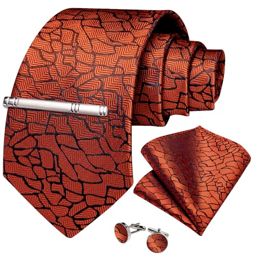 Image of DiBanGu Mens Silk Necktie Solid Color Tie and Pocket Square Cufflink Tie Clip Set Woven Plain Ties for Men Wedding Party
