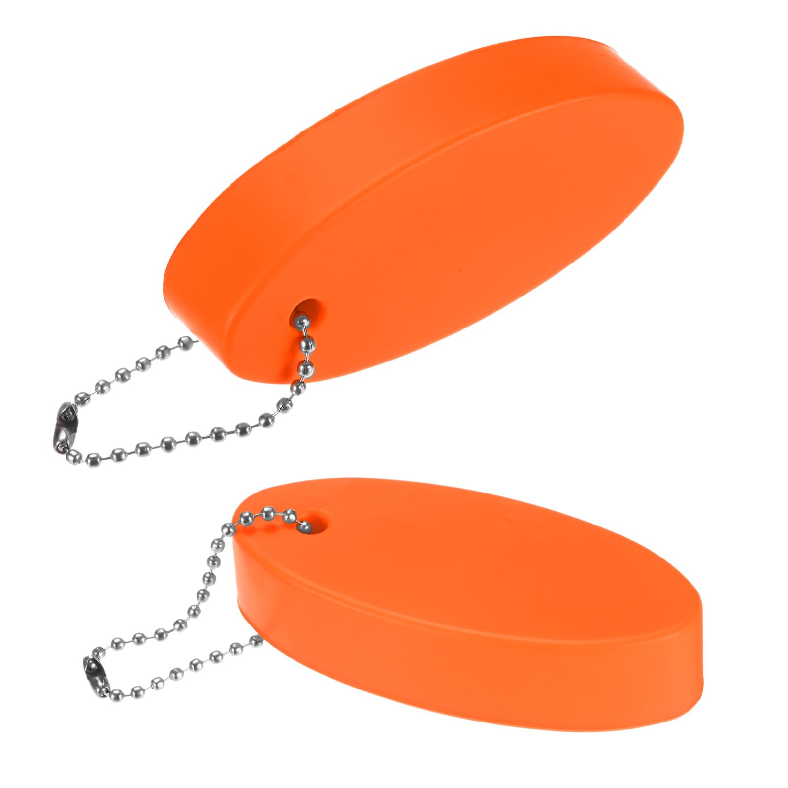 M METERXITY 2-Pack Floating Key Chain for Boating, Waterproof Bright Color Key Rings for Outdoor Water Sport/Fishing/Surfing/Sailing, Oval Shaped PU Foam Floating Keychains [Orange]