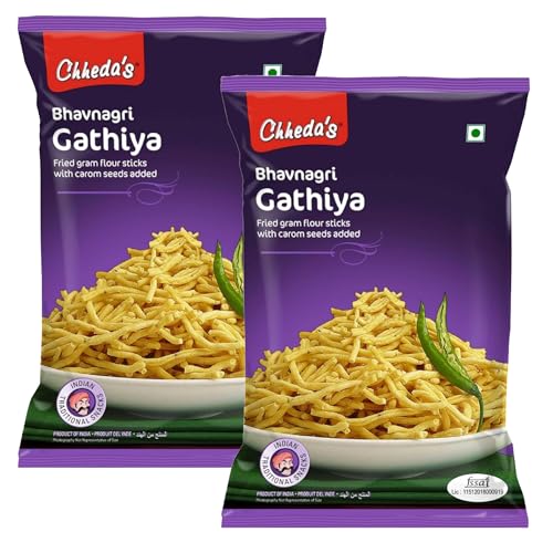 Image of Chheda's - Bhavnagri Gathiya - Fried Gram Flour Sticks, Carom Seeds - 300 Gm Pack of 2