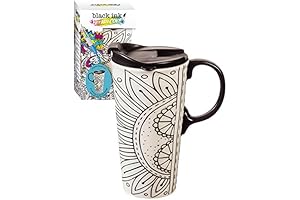 Cypress Home 5-Piece Black and White Ceramic Travel Mug Set