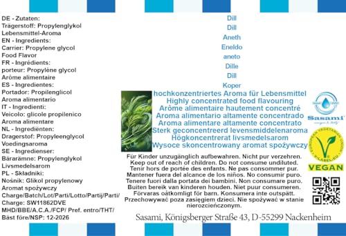 Aneth arôme concentré Sasami liquide pour assaisonnement rapide