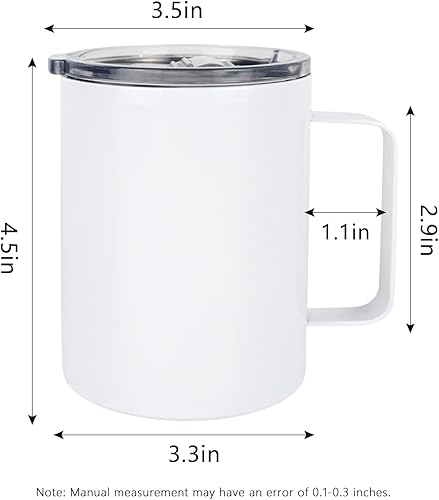 Miniatura 10 de 4 vasos delgados en blanco de sublimación de 24 onzas, tazas blancas con asa y pajita, taza recta de viaje de acero inoxidable de doble pared para