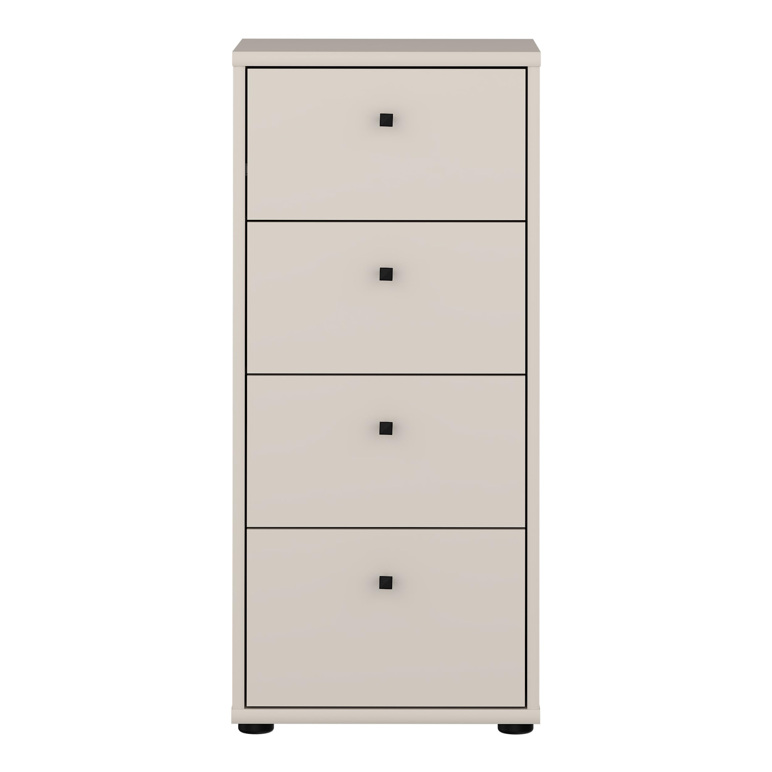 Forte TEMPRA 2 Kommode 40, Moderne Kommode mit 4 Schubladen, Holzwerkstoff, Schlafzimmer, Wohnzimmer, Büro, Kaschmir|Beige, 38,6 cm breit x 85,5 cm hoch x 34,8 cm tief