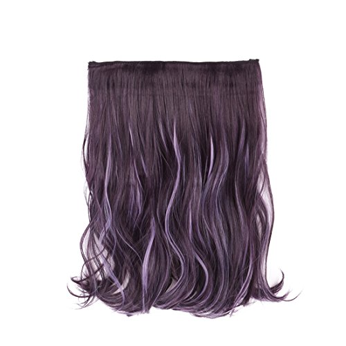 creamily Black Purple Mixed Powdery Violet 14" Ombre Dip Dye Secret Miracle Wire Hair Extensions Synthetic Curly Wave Hairpieces 14"