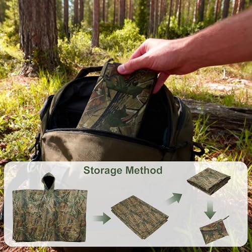 Infreecs Regenjacke Regenponcho Wasserdichter, 3 in 1 Zelt Campingdecke Regenjacken, Unisex Wiederverwendbar Regencape, Atmungsaktiver Regenmantel mit Kapuze für Picknick Jagd Camping Wandern