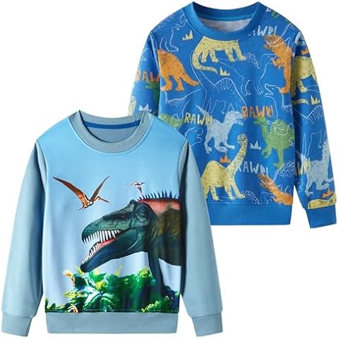 SOIBEEN Sweat-shirt garçon Dinosaure bleu Cover