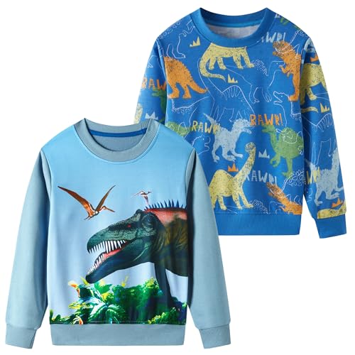 SOIBEEN Jungen Sweatshirt Entzückende Kinder Pullover 2-Pack Dinosaurier...