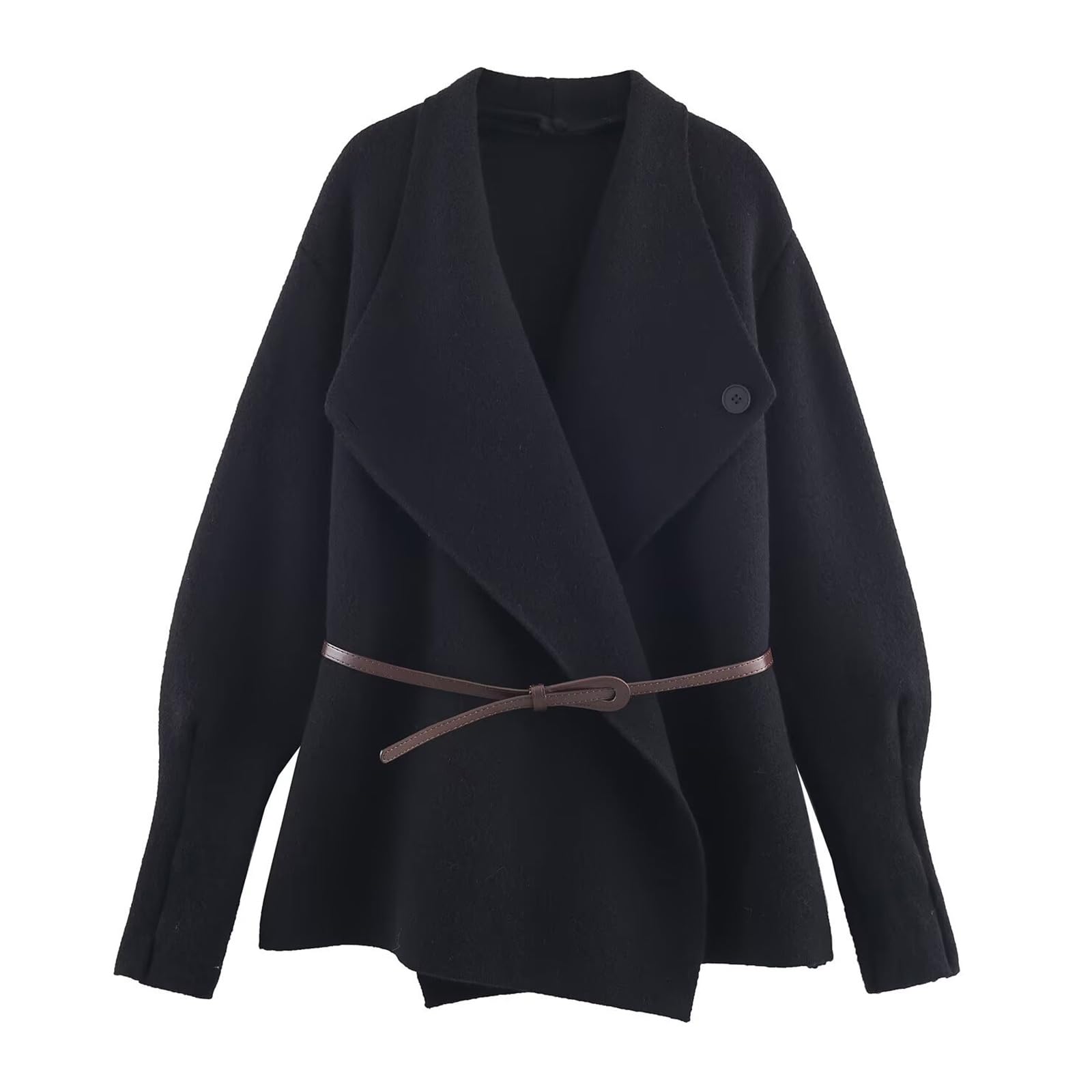 Women's Classic Open Front Cardigans Belted Wrap Knit Coatigan Coat Long Sleeve Casual Dressy Light Jacket-image-37