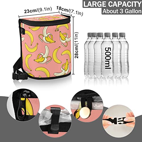 Image of Banana Car Trash Can Cute Fruit Pink Car Garbage Bag with Lid Hanging Waterproof Leak Proof Vehicle Storage Bin