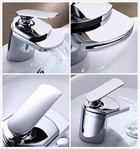 Lightinthebox Contemporary Deck Mount Single Handle Widespread Waterfall Bathroom Sink Faucet Chrome Bathtub and Bath Tub Mixer Taps Plumbing Fixtures Single Hole Faucet Direct