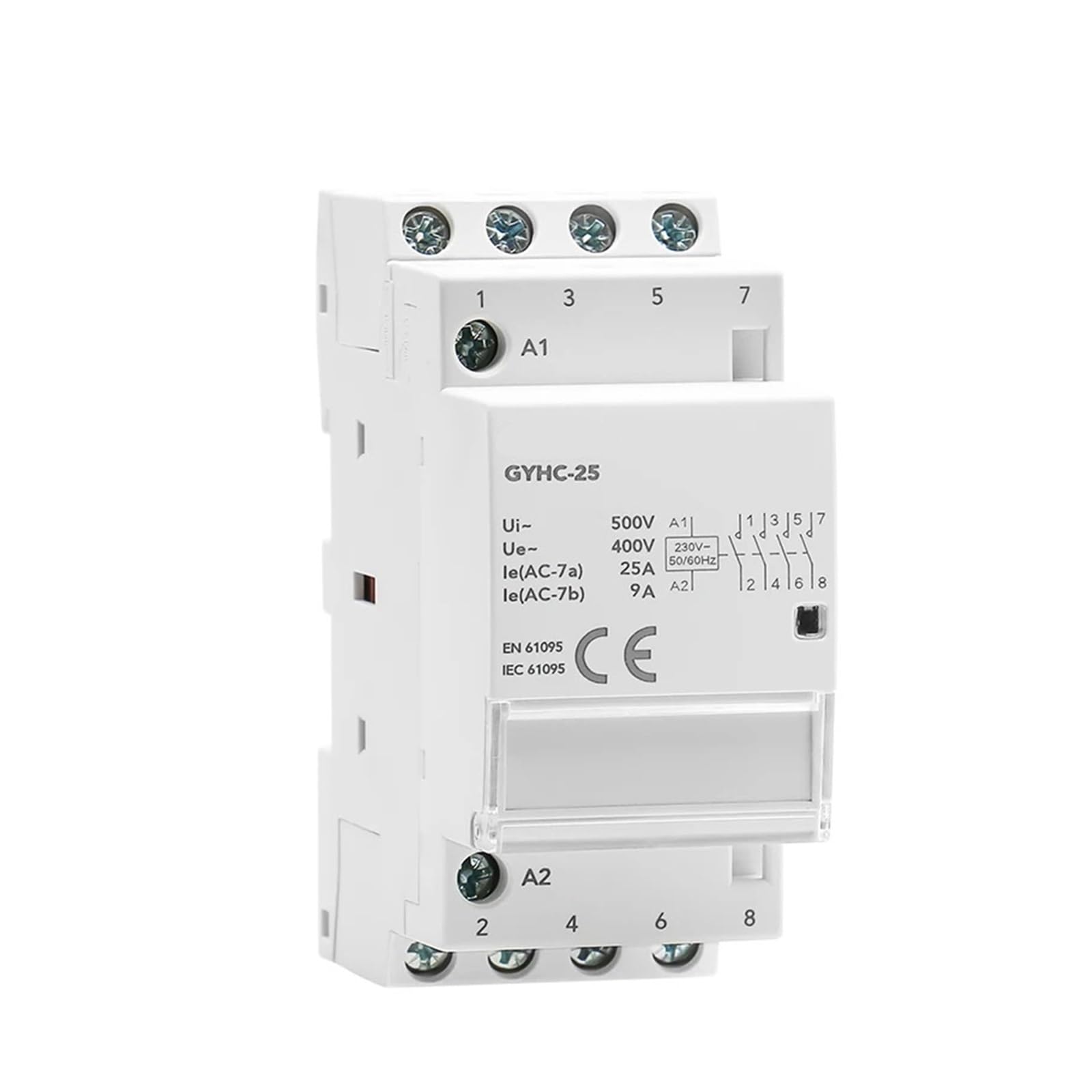 Contactor doméstico modular de carril DIN AC230V 4P 25A 4NO 2NO 2NC 3NO 1NC 50/60Hz(4P 25A 2NO2NC)