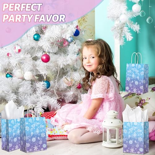 24 Pcs Winter Snowflake Kraft Bags