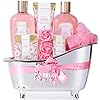 Bath Sets for Women Gift, Spa Luxetique 8pcs Home Bath and Body Gifts Set Daisy Scented with Bubble Bath, Body Lotion…