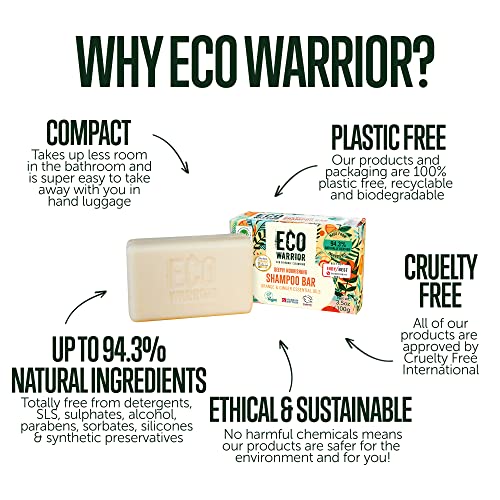 Eco Warrior Deeply Nourishing Shampoo Bar - Vegan, Cruelty Free, No SLS or Parabens, Pink Clay With Pure Orange & Ginger Essential Oils to Promote Healthy Hair - Natural Eco Friendly Shampoo - 100g - Image 4