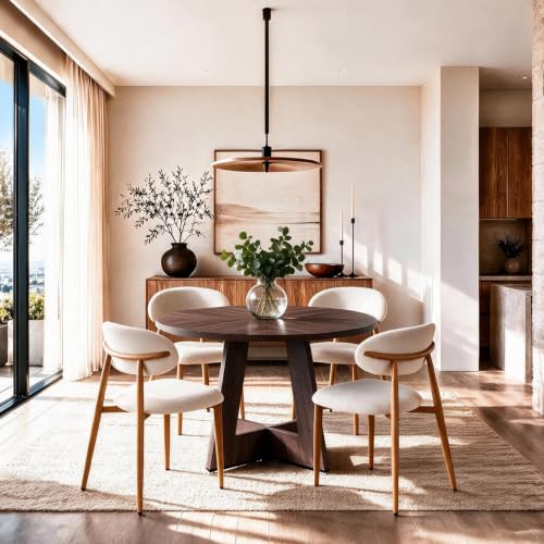 Image of 47'' Round Dining Table Set for 4, Kitchen Table and Chairs