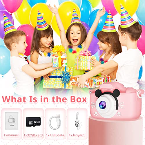 Saneen Kids Camera, 40Mp & 1080P Hd Selfie Camera For Kids Ages 2-9, 4X Zoom Toddler Kids Toy Camera For 2 3 4 5 6 7 8 9 Year Old Girls Boys Christmas Birthday Gifts With 32Gb Tf Card (Pink Mouse) #TOP7