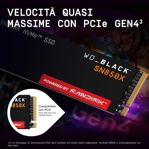 SN850X NVMe SSD 2TB (Fino a 7.300MB/s in lettura, fino a 6.600MB/s in scrittura, M.2 2280, PCIe Gen 4, SSD ad altre Prestazioni per Gaming) POWERED BY SANDISK - Hdd - Immagine 6