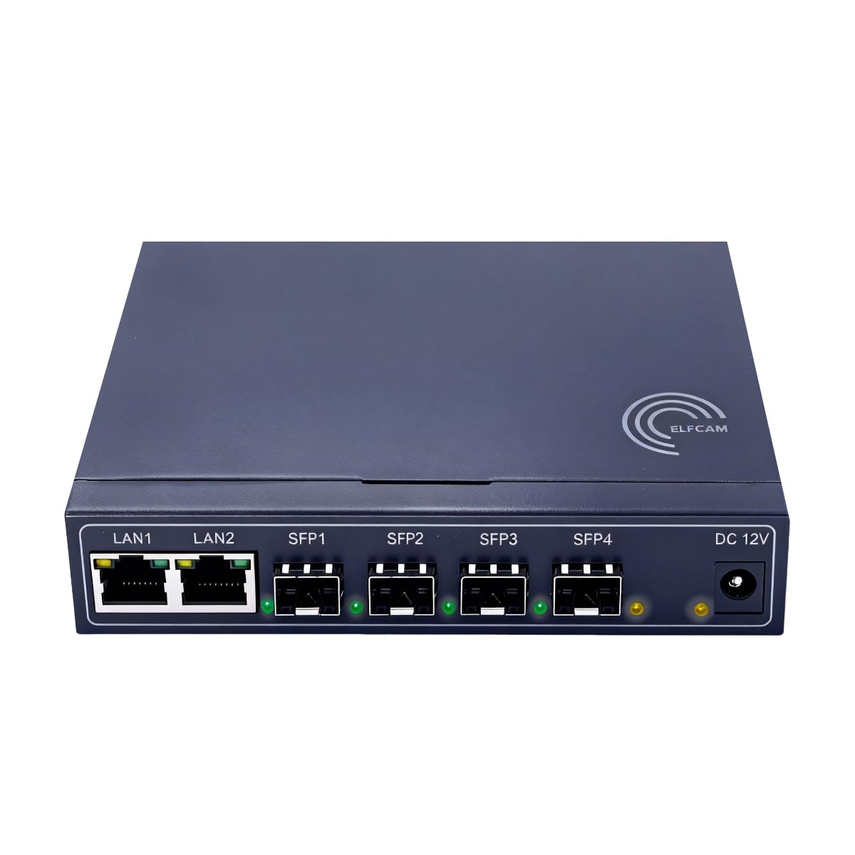 Elfcam® - Gigabit Ethernet Switch avec 4 SFP Ports et 2 Ports Ethernet 10/100/1000Mbps, Plug & Play Non Géré, Métal Robuste (4 Ports SFP)