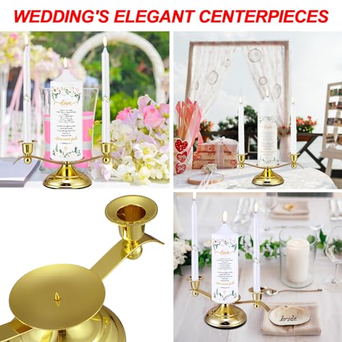 image for Landhoow 3 Unity Floral Candles for Wedding Ceremony Set with Golden C