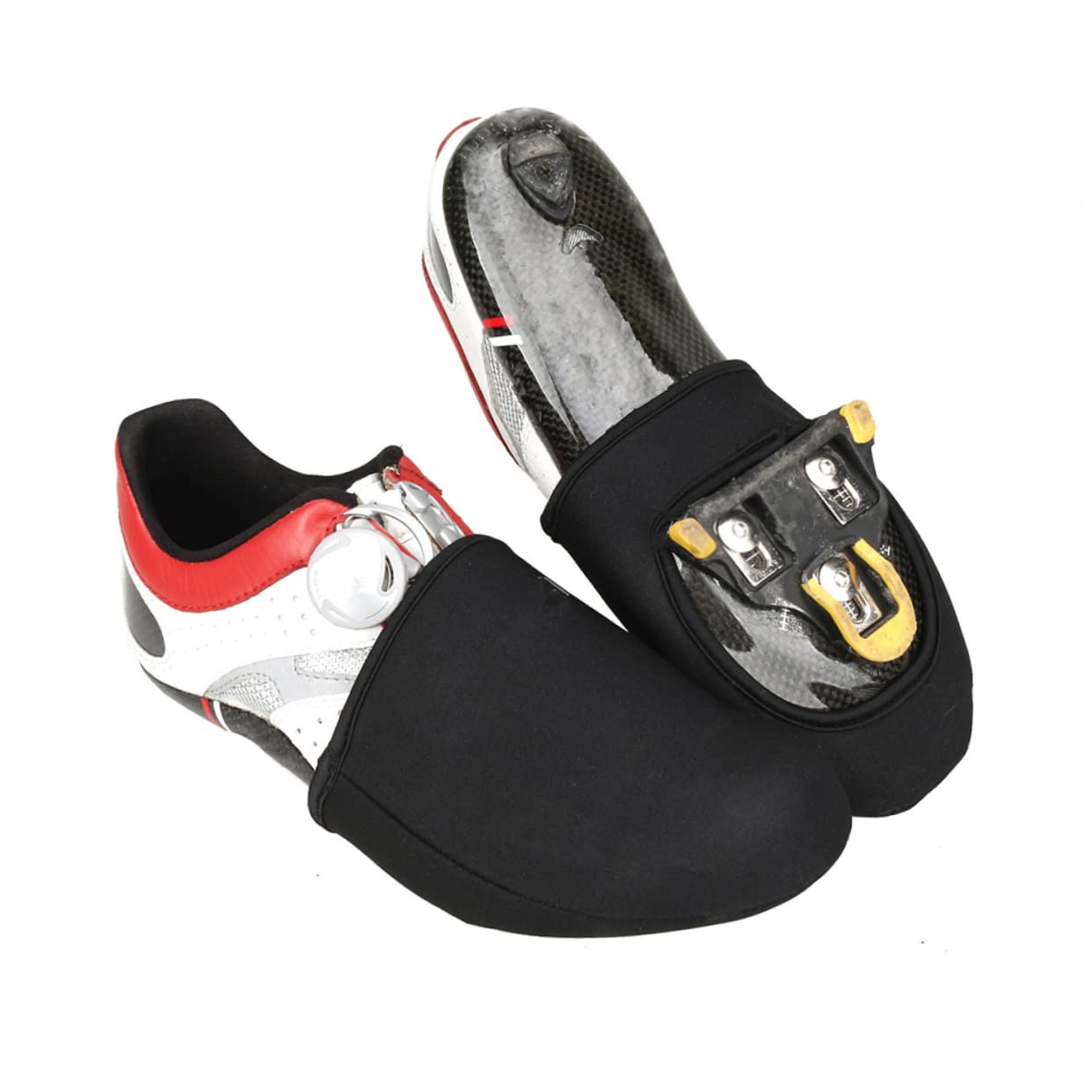 CORHAD 2Pairs Cycling Shoe Covers Half Overshoes for Cold Weather Reflective Slip Design Windproof Warm Outdoor Footwear for Safe Riding Activities Black