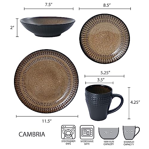 Pfaltzgraff-Cambria-16-Piece-Stoneware-Dinnerware-Set-Service-for-4-Dark-Brown Pfaltzgraff Cambria 16 Piece Stoneware Dinnerware Set Service for 4 Dark Brown