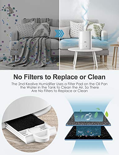 Cool Mist Humidifier, 5L/1.3 Gal Essential Oils Tray Humidifiers for Bedroom, 50 Hrs Run Time for Large Room, Baby, Auto Shut-off, Easy to Clean