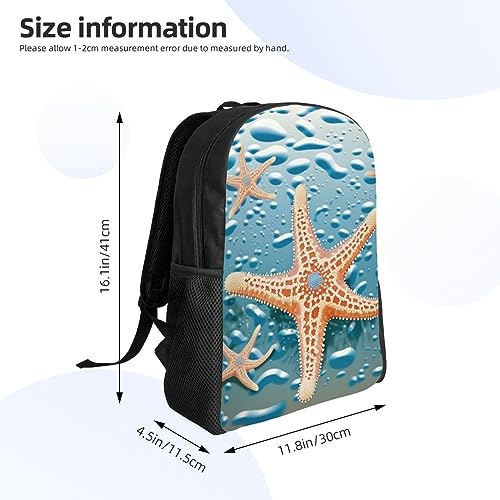 Mochila impermeable con estampado de estrella de mar negra miniatura 4