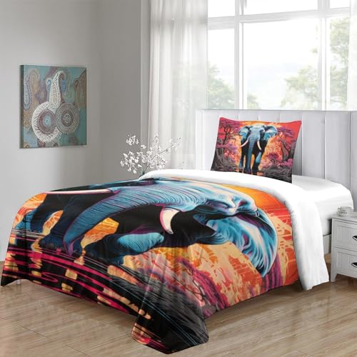 Linge de lit enfant éléphant 3D microfibre 135x200 avec zip