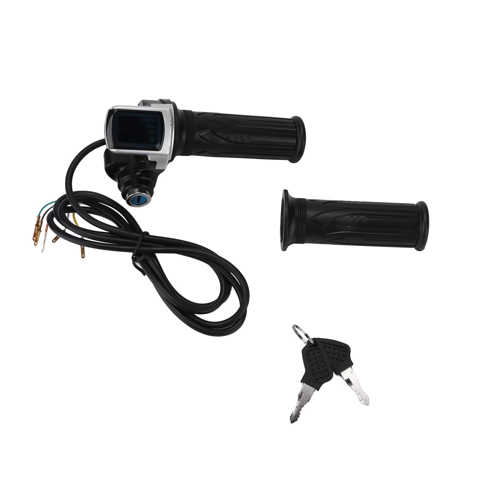 24 V Drosselgriff mit LED-Startanzeige und 2 Schlüsseln, elektrischer Gasgriff für E-Bikes und Roller, ergonomisches Design aus ABS