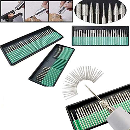 Image of DIY Crafts 30 Pieces Rotary Tool Bits - Diamond Tipped Deburring and Engraving Set - For a Range of Surfaces in a Variety of Sizes (Shape No # 3, Diamond Burr)