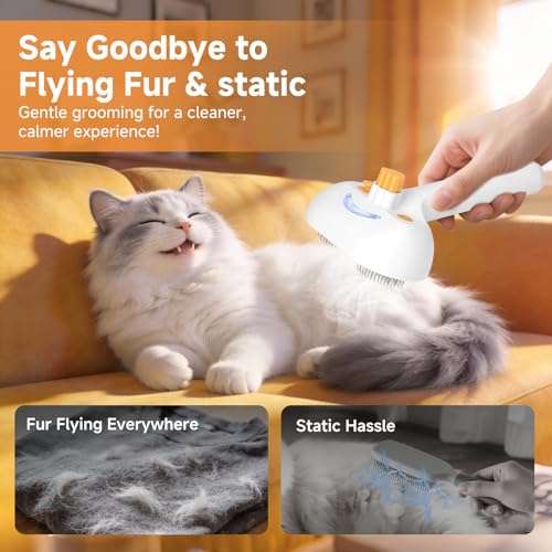 Image of Pet Steam Brush for Dog & Cat - 3-in-1 Spray Hair Removal for Grooming, Softens Fur & Reduces Static 2*Shampoo(Steam Brush not Included)
