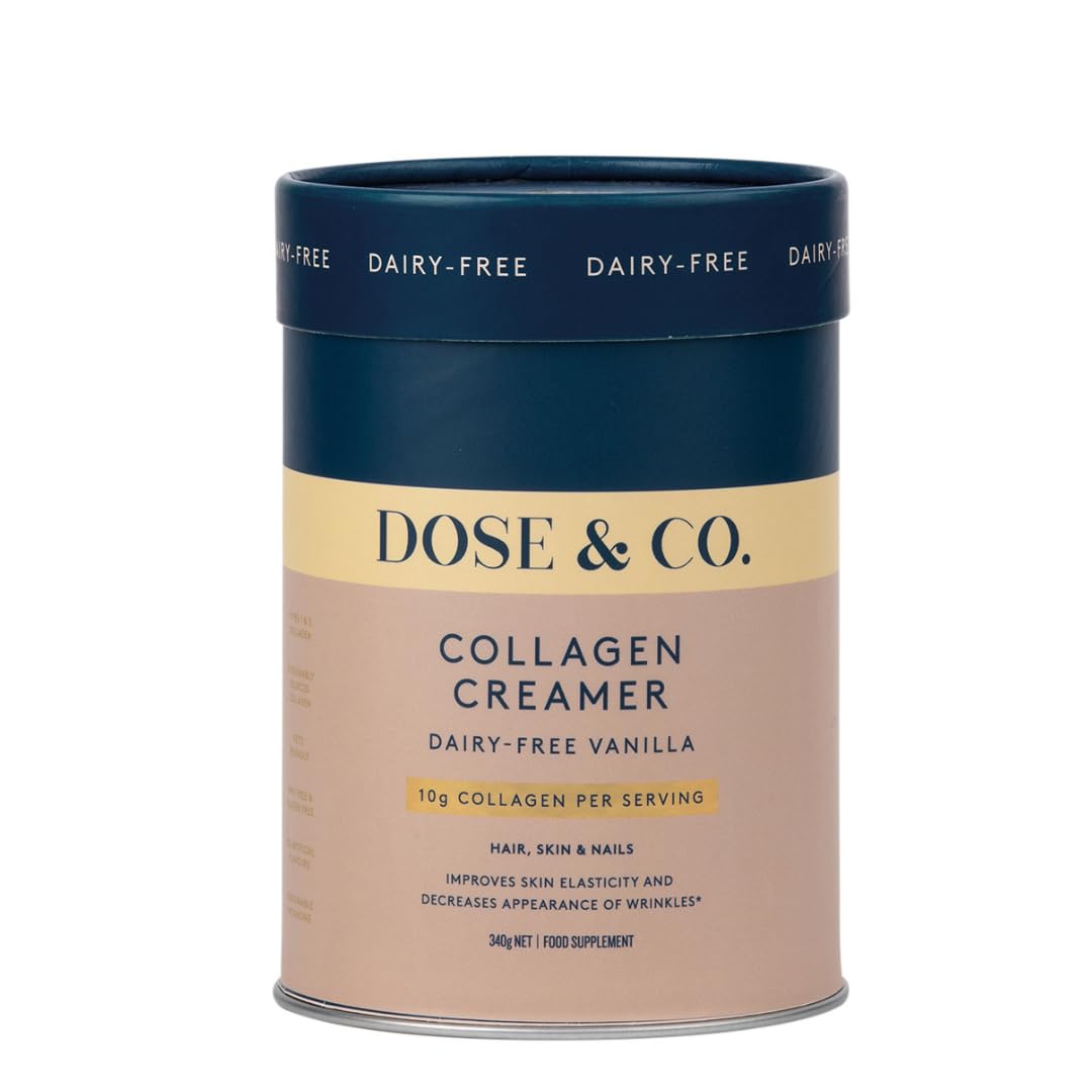 Dose & Co Dairy-Free Vanilla Collagen Creamer – 340g | VERISOL® Hydrolysed Collagen for Skin, Hair & Nails | Smooth Coffee Creamer | Sugar-Free, Gluten-Free