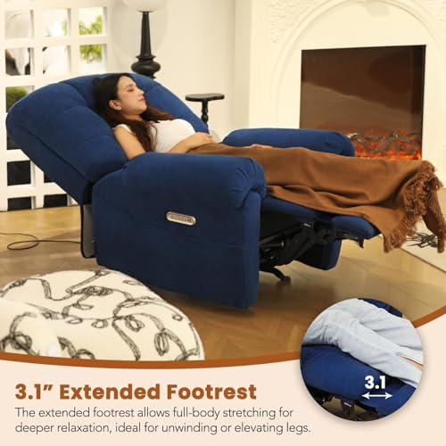 Sillón reclinable eléctrico plegable azul marino miniatura 5
