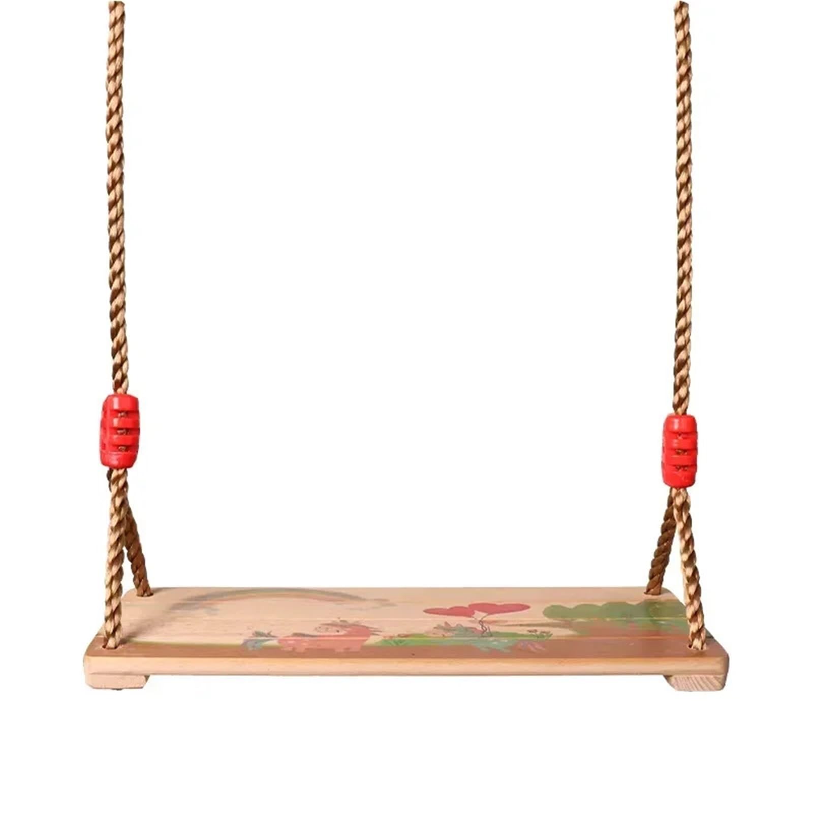 Wooden Swing Bench Pastoral Style Wooden Board Swing With Length Adjustable Rope For Indoor Outdoor Home Garden Backyard Fun Activity(Size D)
