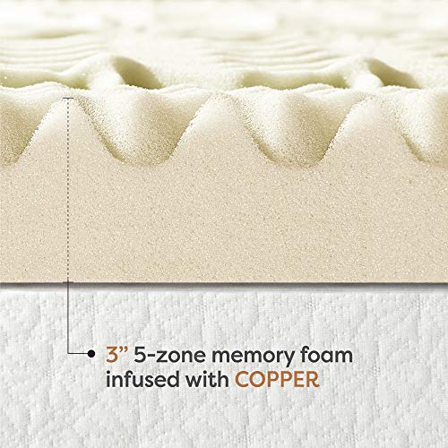 Image of Best Price Mattress Queen 3 Inch 5-Zone Memory Foam Bed Topper with Copper Infused