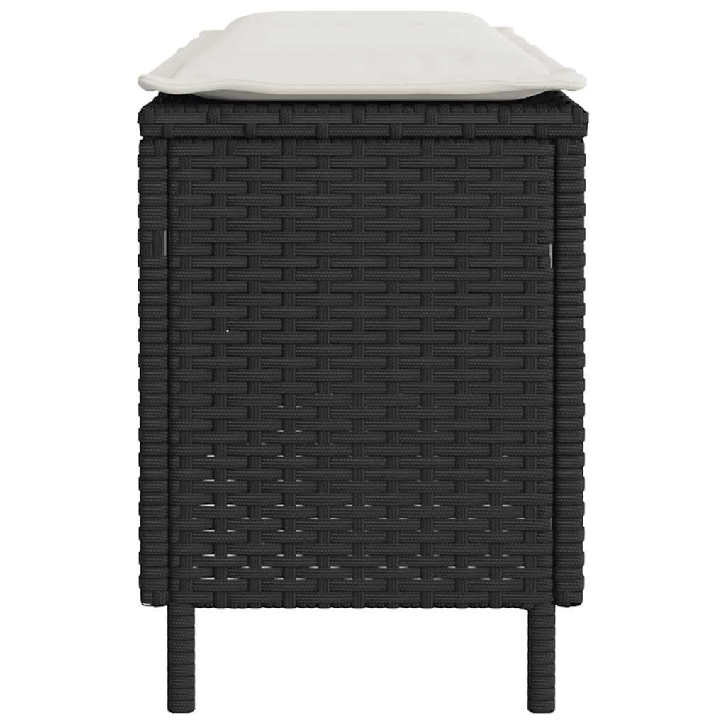 Vidaxl Gartenbank mit Kissen - Schwarzer Polyrattan - Stahlrahmen - UV-Resistent - Ideal für Terrasse, Garten oder Deck - 110x30x40,5cm
