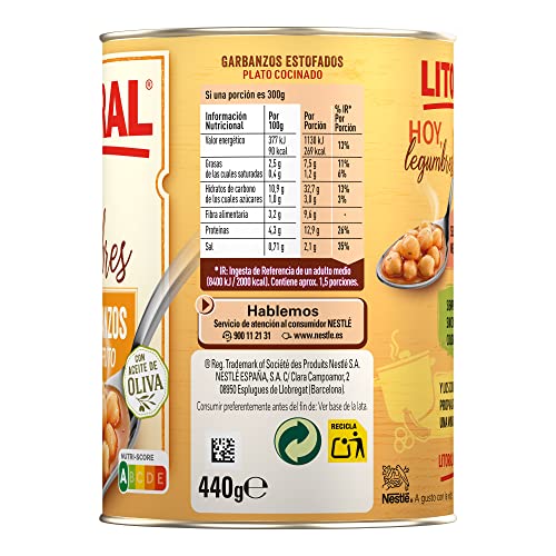 Miniatura 2 de Litoral Hoy Legumbres Garbanzos con sofrito pack 15x440 g